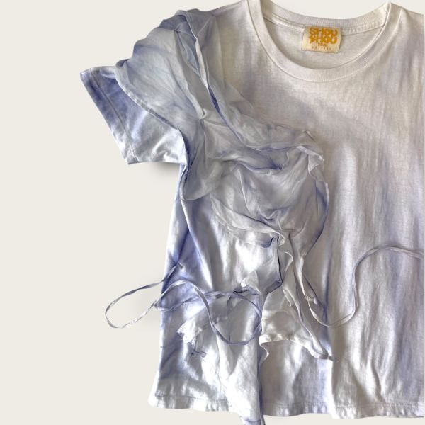 no.214 #女版拼接立裁麻料短袖T恤 1號 T-shirt