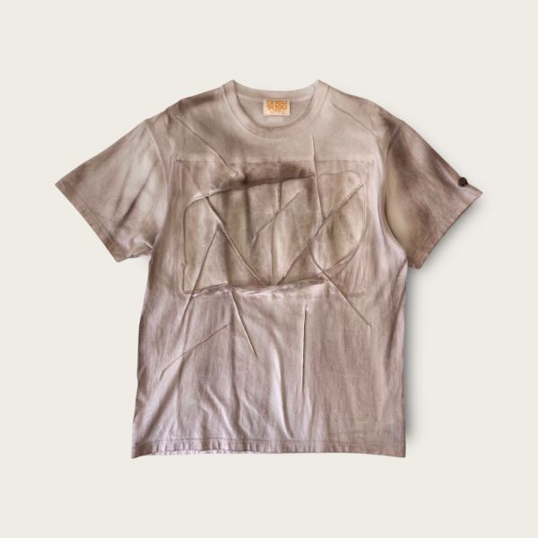no.109 #單寧拼接破壞抓摺手繪上衣 Oversized 上衣, 雲朵造型T-shirt, 台灣設計, 手作服飾, 重磅純棉T恤, 男友T, 休閒上衣推薦, 手繪設計衣服, 春夏T-shirt