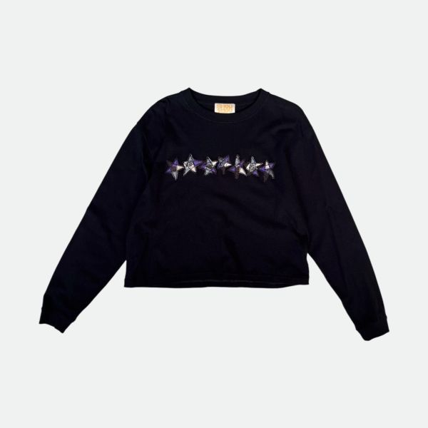 Archive sale | 星星拼接短版長袖棉柔Tee | 3號 