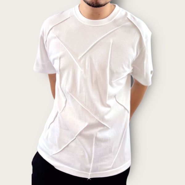 no.176 #重磅滿版立體抓褶短袖T恤 | 4號 SHOUSHOU T-shirt  藝術 潮流 休閒 上衣 設計師