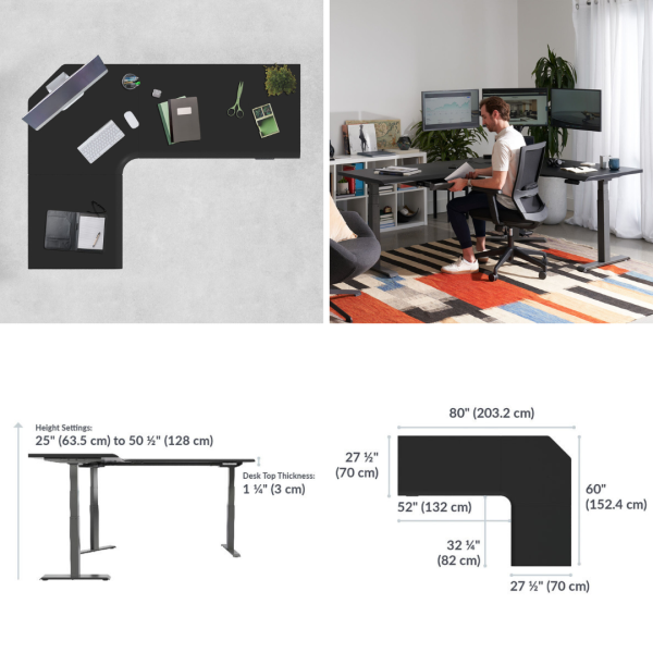 L型電動站立式辦公桌 80x60 Vari;電動升降桌;L型辦公桌;辦公桌;站立辦公