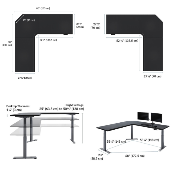 L 型電動站立式辦公桌 80x80 Vari;電動升降桌;L型辦公桌;辦公桌;站立辦公