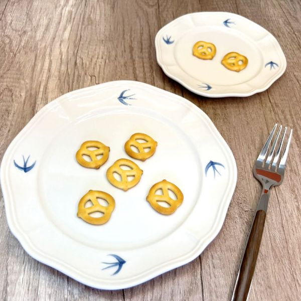 日式手繪飛燕復古圓盤 餐盤,甜品盤,沙拉盤