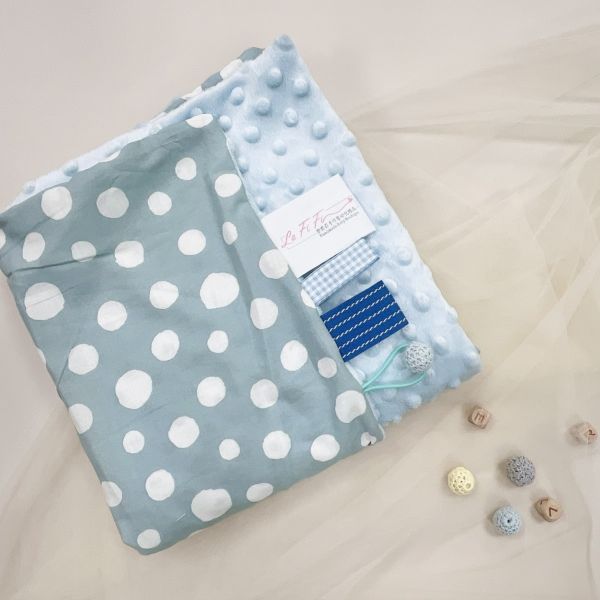 Blue gray dots Baby Full-Month Shower Gift Box Baby Bib,  Pacifier chain Set,baby gift,Baby Full-Month Shower Gift Box