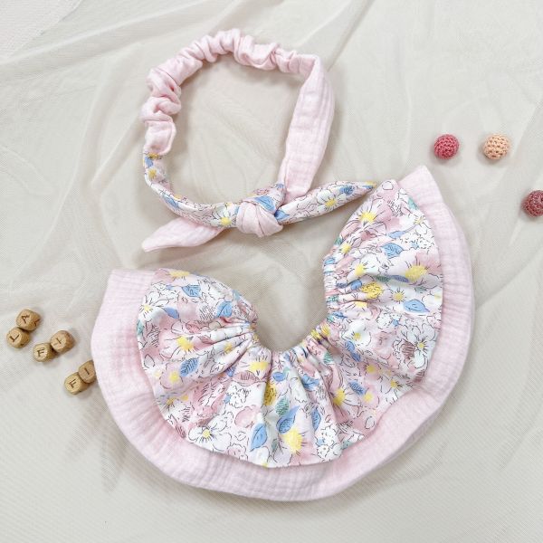 Butterfly Baby Full-Month Shower Gift Box Baby Bib,  Babies’ hairband Set