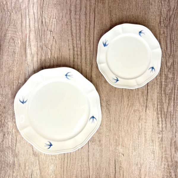 日式手繪飛燕復古圓盤 餐盤,甜品盤,沙拉盤