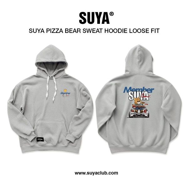 SUYA PIZZA BEAR Swear Hoodie Loose Fit 