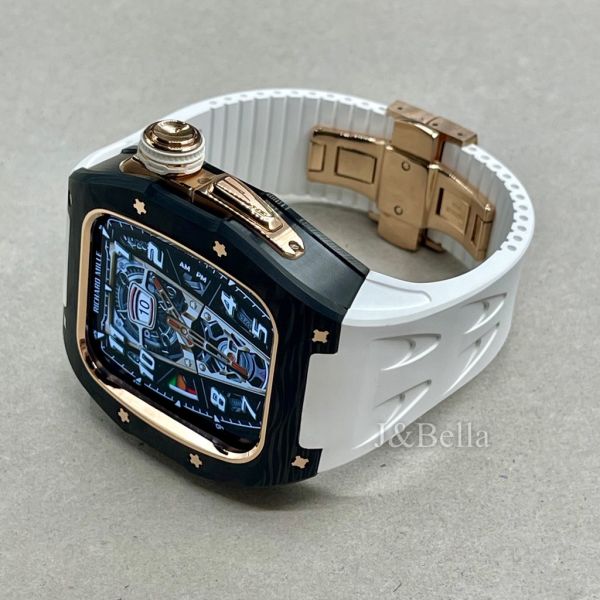 Apple Watch RSC2-Carbon 46mm 黑玫瑰金色碳纖維手錶殼(白色錶冠環+白色橡膠錶帶) Apple Watch手錶殼,Apple Watch不鏽鋼殼,Apple Watch保護殼,Apple Watch鋁合金殼,Apple Watch鈦合金殼,Apple Watch碳纖維殼,Apple Watch石英纖維,Apple Watch透明錶殼,Apple Watch水晶錶殼,Apple Watch錶帶