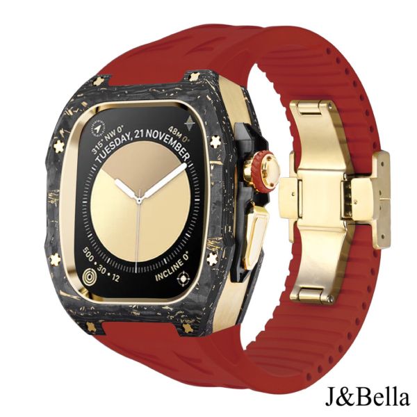 Apple Watch RSC2-Carbon Ultra 49mm 黑金色碳纖維手錶殼(紅色錶冠環+紅色橡膠錶帶) Apple Watch手錶殼,Apple Watch不鏽鋼殼,Apple Watch保護殼,Apple Watch鋁合金殼,Apple Watch鈦合金殼,Apple Watch碳纖維殼,Apple Watch石英纖維,Apple Watch透明錶殼,Apple Watch水晶錶殼,Apple Watch錶帶