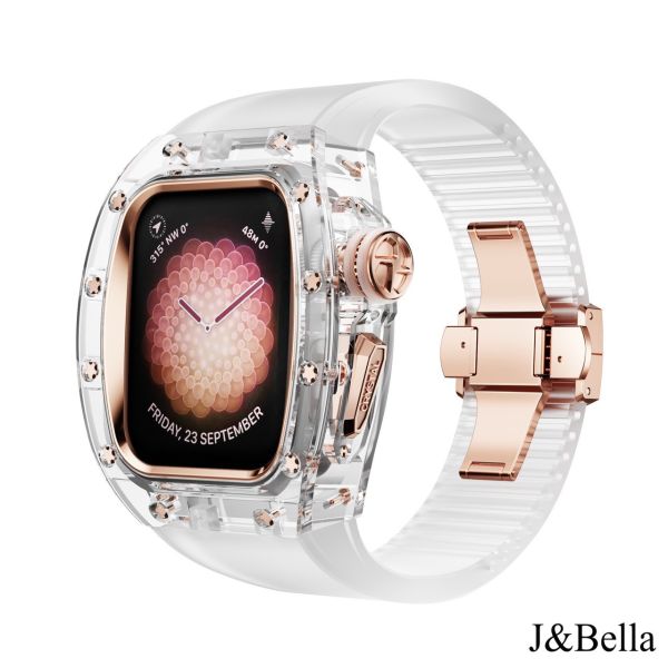 Apple Watch 水晶手錶殼 44mm、45mm 玫瑰金色配件(透明錶帶) Apple Watch手錶殼,Apple Watch不鏽鋼殼,Apple Watch保護殼,Apple Watch鋁合金殼,Apple Watch鈦合金殼,Apple Watch碳纖維殼,Apple Watch透明錶殼,Apple Watch水晶錶殼,Apple Watch錶帶