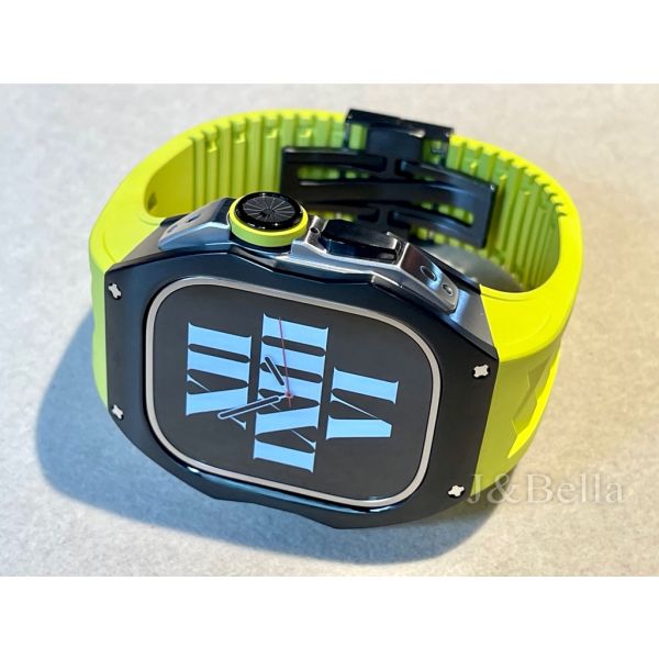 Apple Watch Ultra 49mm 黑銀鈦合金手錶殼(檸檬黃錶冠+檸檬黃橡膠錶帶) Apple Watch手錶殼,Apple Watch不鏽鋼殼,Apple Watch保護殼,Apple Watch鋁合金殼,Apple Watch鈦合金殼,Apple Watch碳纖維殼,Apple Watch透明錶殼,Apple Watch錶帶