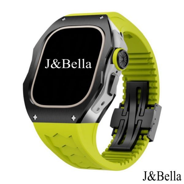 Apple Watch Ultra 49mm 黑銀鈦合金手錶殼(檸檬黃錶冠+檸檬黃橡膠錶帶) Apple Watch手錶殼,Apple Watch不鏽鋼殼,Apple Watch保護殼,Apple Watch鋁合金殼,Apple Watch鈦合金殼,Apple Watch碳纖維殼,Apple Watch透明錶殼,Apple Watch錶帶