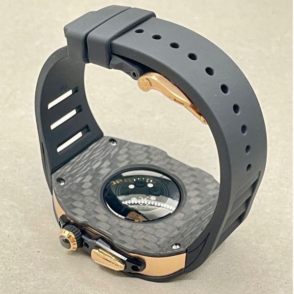 Apple Watch 10 RSC-Carbon 46mm 黑玫瑰金碳纖維手錶殼(黑色錶帶) Apple Watch手錶殼,Apple Watch不鏽鋼殼,Apple Watch保護殼,Apple Watch鋁合金殼,Apple Watch鈦合金殼,Apple Watch碳纖維殼,Apple Watch石英纖維,Apple Watch透明錶殼,Apple Watch水晶錶殼,Apple Watch錶帶