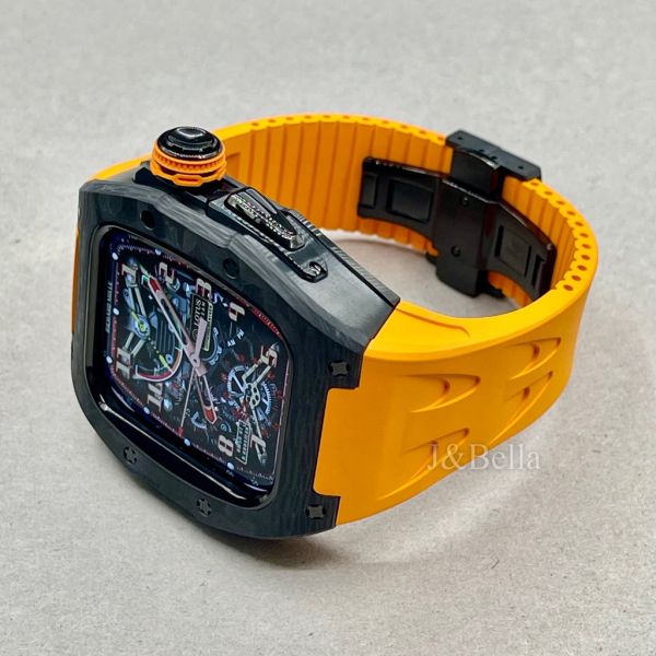 Apple Watch RSC2-Carbon 46mm 黑色碳纖維手錶殼(橘色錶冠環+橘色橡膠錶帶) Apple Watch手錶殼,Apple Watch不鏽鋼殼,Apple Watch保護殼,Apple Watch鋁合金殼,Apple Watch鈦合金殼,Apple Watch碳纖維殼,Apple Watch石英纖維,Apple Watch透明錶殼,Apple Watch水晶錶殼,Apple Watch錶帶