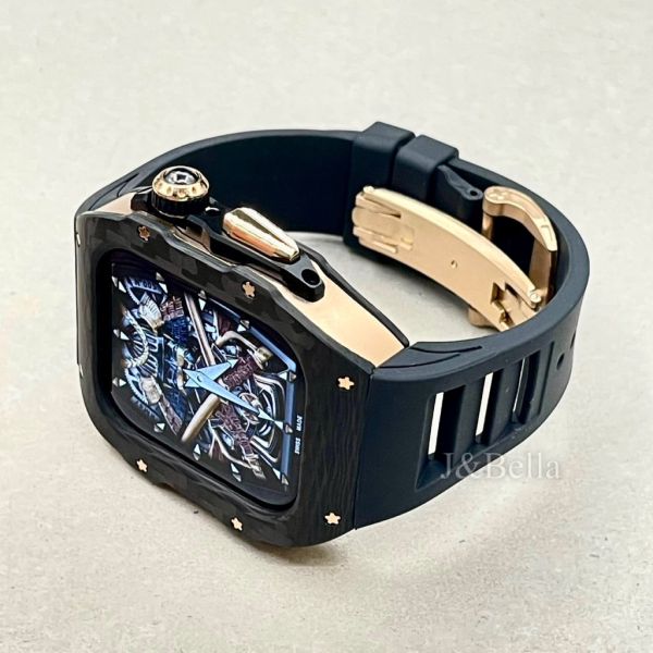 Apple Watch 10 RSC-Carbon 46mm 黑玫瑰金碳纖維手錶殼(黑色錶帶) Apple Watch手錶殼,Apple Watch不鏽鋼殼,Apple Watch保護殼,Apple Watch鋁合金殼,Apple Watch鈦合金殼,Apple Watch碳纖維殼,Apple Watch石英纖維,Apple Watch透明錶殼,Apple Watch水晶錶殼,Apple Watch錶帶