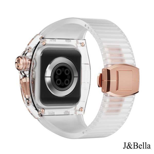 Apple Watch 水晶手錶殼 44mm、45mm 玫瑰金色配件(透明錶帶) Apple Watch手錶殼,Apple Watch不鏽鋼殼,Apple Watch保護殼,Apple Watch鋁合金殼,Apple Watch鈦合金殼,Apple Watch碳纖維殼,Apple Watch透明錶殼,Apple Watch水晶錶殼,Apple Watch錶帶