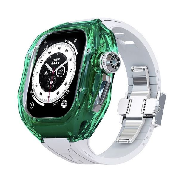 Apple Watch TR90 Case Ultra 49mm 綠色朔膠鈦透明手錶殼(白色錶帶) Apple Watch手錶殼,Apple Watch不鏽鋼殼,Apple Watch保護殼,Apple Watch鋁合金殼,Apple Watch鈦合金殼,Apple Watch碳纖維殼,Apple Watch石英纖維,Apple Watch透明錶殼,Apple Watch水晶錶殼,Apple Watch錶帶