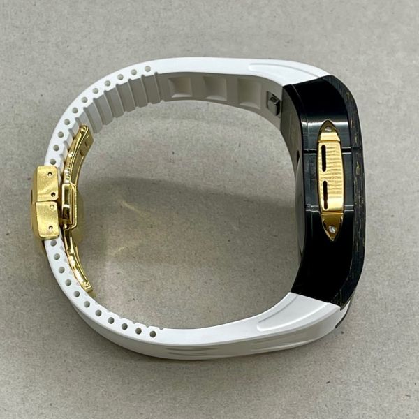 Apple Watch RSC2-Carbon 46mm 黑金色碳纖維手錶殼(白色錶冠環+白色橡膠錶帶) Apple Watch手錶殼,Apple Watch不鏽鋼殼,Apple Watch保護殼,Apple Watch鋁合金殼,Apple Watch鈦合金殼,Apple Watch碳纖維殼,Apple Watch石英纖維,Apple Watch透明錶殼,Apple Watch水晶錶殼,Apple Watch錶帶