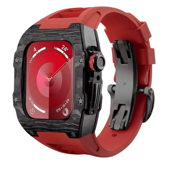 Apple Watch RSC-Carbon 44mm、45mm 極致黑色碳纖維手錶殼(錶帶5種顏色選擇) Apple Watch手錶殼,Apple Watch不鏽鋼殼,Apple Watch保護殼,Apple Watch鋁合金殼,Apple Watch碳纖維殼,Apple Watch錶帶