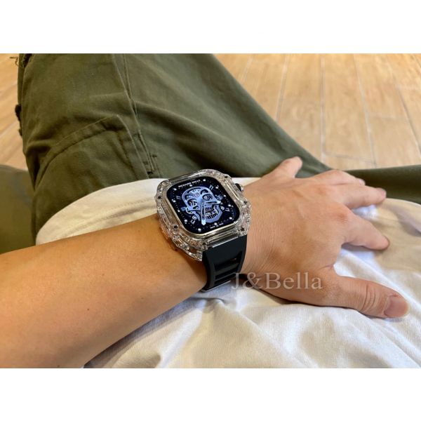 Apple Watch Ice Case Ultra 49mm 透明手錶殼(黑色錶帶) Apple Watch手錶殼,Apple Watch不鏽鋼殼,Apple Watch保護殼,Apple Watch鋁合金殼,Apple Watch碳纖維殼,Apple Watch透明錶殼,Apple Watch錶帶