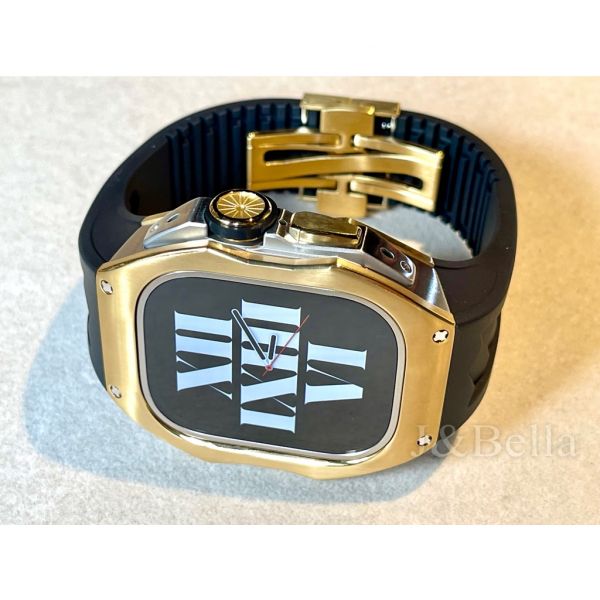 Apple Watch Ultra 49mm 玫瑰金銀鈦合金手錶殼(黑色錶冠+黑色橡膠錶帶) Apple Watch手錶殼,Apple Watch不鏽鋼殼,Apple Watch保護殼,Apple Watch鋁合金殼,Apple Watch鈦合金殼,Apple Watch碳纖維殼,Apple Watch透明錶殼,Apple Watch錶帶