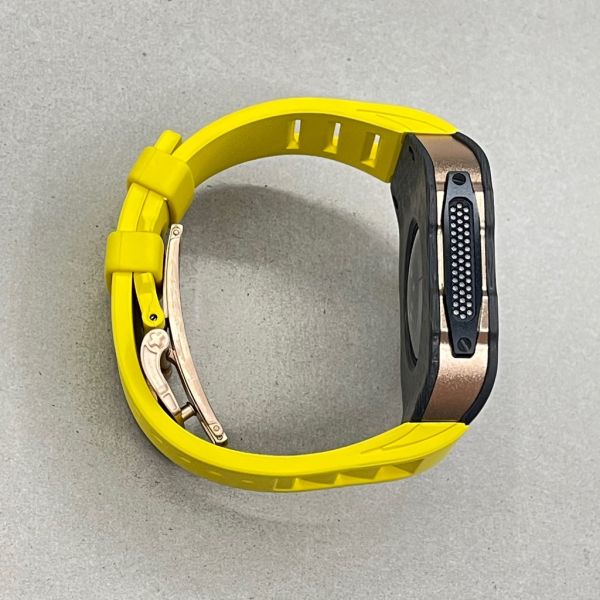 Apple Watch 10 RSC-Carbon 46mm 黑玫瑰金碳纖維手錶殼(黃色錶帶) Apple Watch手錶殼,Apple Watch不鏽鋼殼,Apple Watch保護殼,Apple Watch鋁合金殼,Apple Watch鈦合金殼,Apple Watch碳纖維殼,Apple Watch石英纖維,Apple Watch透明錶殼,Apple Watch水晶錶殼,Apple Watch錶帶