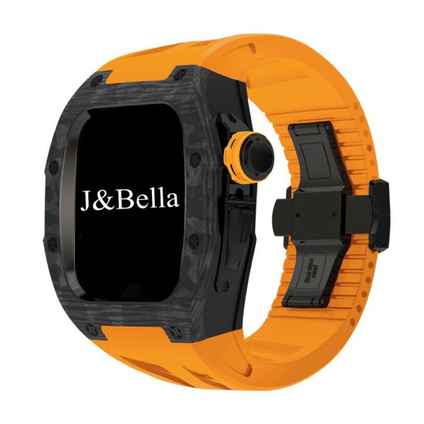 Apple Watch RSC2-Carbon 46mm 黑色碳纖維手錶殼(橘色錶冠環+橘色橡膠錶帶) Apple Watch手錶殼,Apple Watch不鏽鋼殼,Apple Watch保護殼,Apple Watch鋁合金殼,Apple Watch鈦合金殼,Apple Watch碳纖維殼,Apple Watch石英纖維,Apple Watch透明錶殼,Apple Watch水晶錶殼,Apple Watch錶帶
