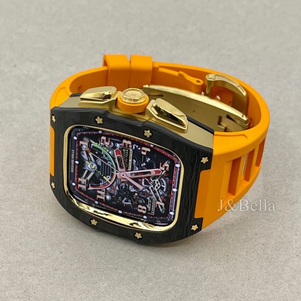 Apple Watch RSC3-Carbon 44mm、45mm 黑金色碳纖維手錶殼(橙色錶冠環+橙色橡膠錶帶) Apple Watch手錶殼,Apple Watch不鏽鋼殼,Apple Watch保護殼,Apple Watch鋁合金殼,Apple Watch鈦合金殼,Apple Watch碳纖維殼,Apple Watch透明錶殼,Apple Watch錶帶