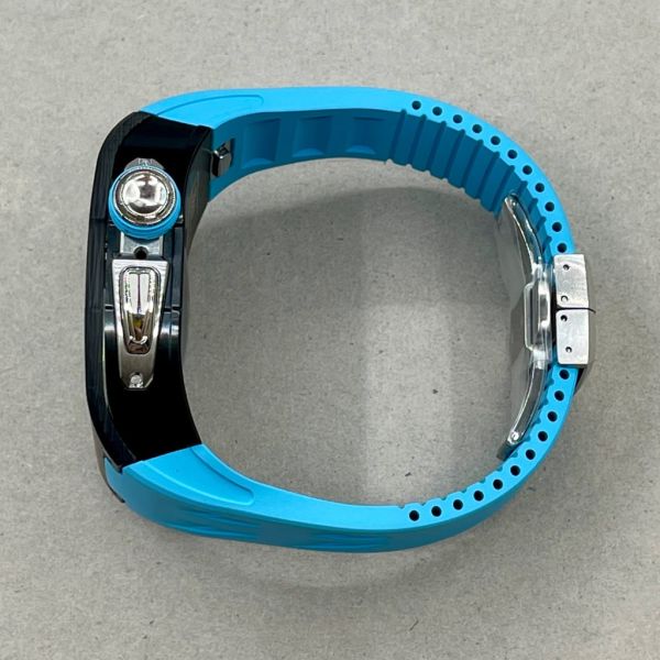 Apple Watch 10 RSC2-Carbon 46mm 黑銀色碳纖維手錶殼(藍色錶冠環+藍色橡膠錶帶) Apple Watch手錶殼,Apple Watch不鏽鋼殼,Apple Watch保護殼,Apple Watch鋁合金殼,Apple Watch鈦合金殼,Apple Watch碳纖維殼,Apple Watch石英纖維,Apple Watch透明錶殼,Apple Watch水晶錶殼,Apple Watch錶帶