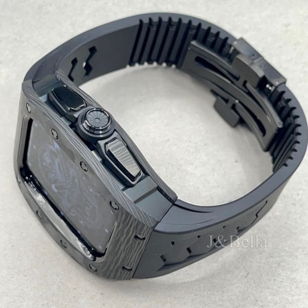 Apple Watch RSC2-Carbon 44mm、45mm 極致黑碳纖維手錶殼(黑色錶冠環+黑色橡膠錶帶) Apple Watch手錶殼,Apple Watch不鏽鋼殼,Apple Watch保護殼,Apple Watch鋁合金殼,Apple Watch鈦合金殼,Apple Watch碳纖維殼,Apple Watch透明錶殼,Apple Watch錶帶