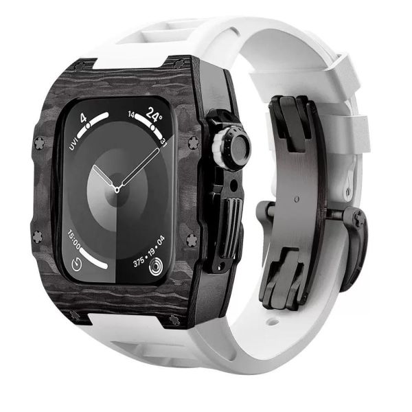 Apple Watch RSC-Carbon 44mm、45mm 極致黑色碳纖維手錶殼(錶帶5種顏色選擇) Apple Watch手錶殼,Apple Watch不鏽鋼殼,Apple Watch保護殼,Apple Watch鋁合金殼,Apple Watch碳纖維殼,Apple Watch錶帶