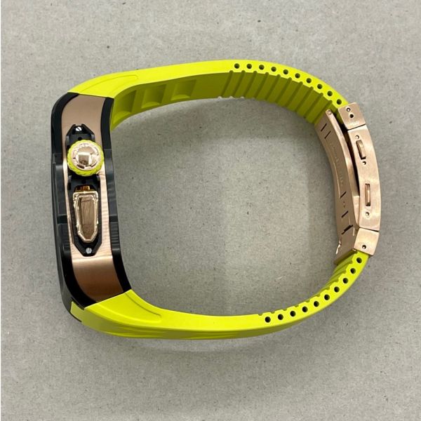 Apple Watch RSC2-Titanium Ultra 49mm 黑玫瑰金色鈦合金手錶殼(檸檬黃色錶冠環+檸檬黃色橡膠錶帶) Apple Watch手錶殼,Apple Watch不鏽鋼殼,Apple Watch保護殼,Apple Watch鋁合金殼,Apple Watch鈦合金殼,Apple Watch碳纖維殼,Apple Watch透明錶殼,Apple Watch錶帶