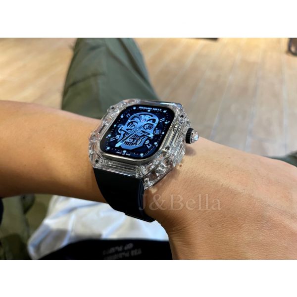 Apple Watch Ice Case Ultra 49mm 透明手錶殼(黑色錶帶) Apple Watch手錶殼,Apple Watch不鏽鋼殼,Apple Watch保護殼,Apple Watch鋁合金殼,Apple Watch碳纖維殼,Apple Watch透明錶殼,Apple Watch錶帶