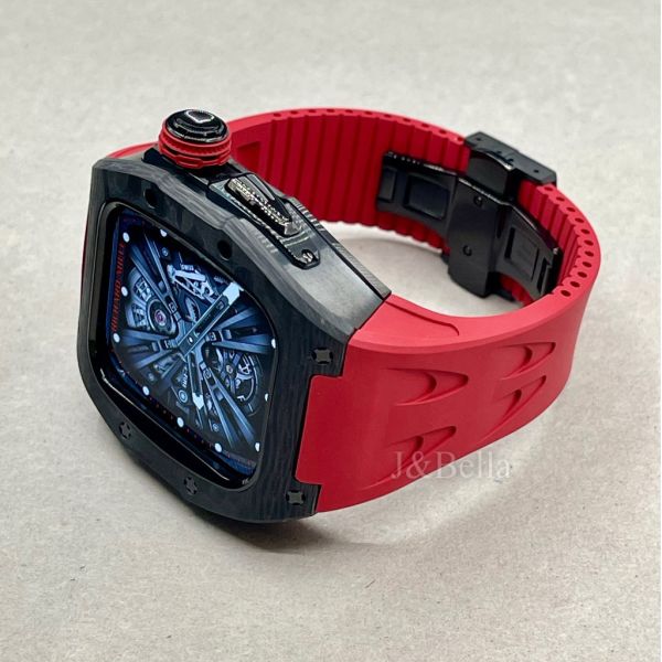 Apple Watch RSC2-Carbon 46mm 黑色碳纖維手錶殼(紅色錶冠環+紅色橡膠錶帶) Apple Watch手錶殼,Apple Watch不鏽鋼殼,Apple Watch保護殼,Apple Watch鋁合金殼,Apple Watch鈦合金殼,Apple Watch碳纖維殼,Apple Watch石英纖維,Apple Watch透明錶殼,Apple Watch水晶錶殼,Apple Watch錶帶