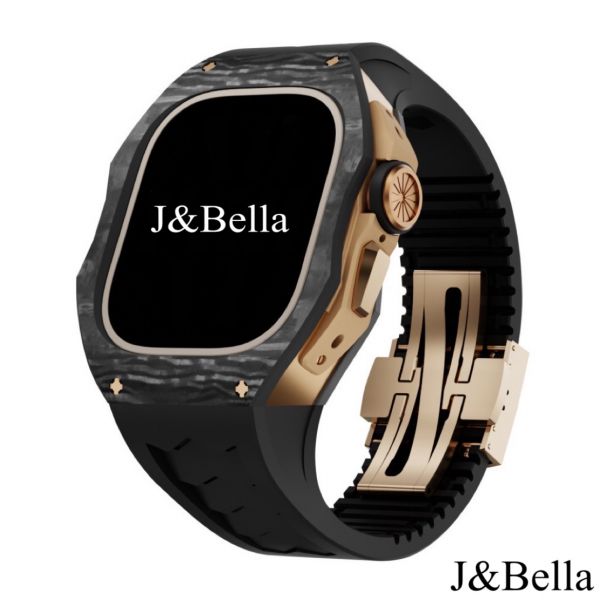Apple Watch Ultra 49mm 黑金色碳纖維手錶殼 Apple Watch手錶殼,Apple Watch不鏽鋼殼,Apple Watch保護殼,Apple Watch鋁合金殼,Apple Watch碳纖維殼,Apple Watch透明錶殼,Apple Watch錶帶