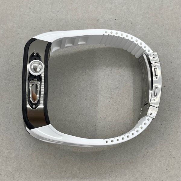 Apple Watch RSC2-Carbon Ultra 49mm 黑銀色碳纖維手錶殼(白色錶冠環+白色橡膠錶帶) Apple Watch手錶殼,Apple Watch不鏽鋼殼,Apple Watch保護殼,Apple Watch鋁合金殼,Apple Watch鈦合金殼,Apple Watch碳纖維殼,Apple Watch透明錶殼,Apple Watch錶帶