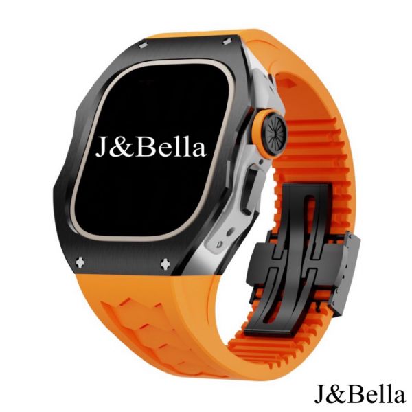Apple Watch Ultra 49mm 黑銀鈦合金手錶殼(橙色錶冠+橙色橡膠錶帶) Apple Watch手錶殼,Apple Watch不鏽鋼殼,Apple Watch保護殼,Apple Watch鋁合金殼,Apple Watch鈦合金殼,Apple Watch碳纖維殼,Apple Watch透明錶殼,Apple Watch錶帶