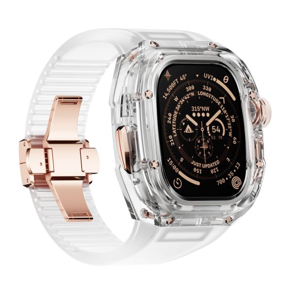 Apple Watch Uitra 水晶手錶殼 49mm 玫瑰金色配件(透明錶帶) Apple Watch手錶殼,Apple Watch不鏽鋼殼,Apple Watch保護殼,Apple Watch鋁合金殼,Apple Watch鈦合金殼,Apple Watch碳纖維殼,Apple Watch透明錶殼,Apple Watch水晶錶殼,Apple Watch錶帶