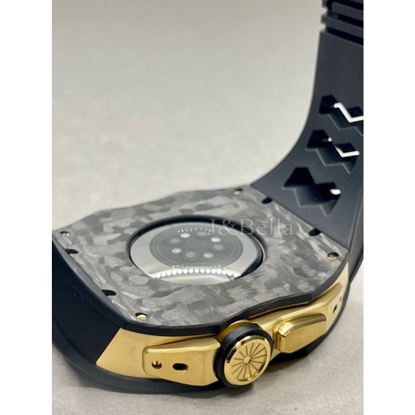 Apple Watch Ultra 49mm 黑金色碳纖維手錶殼 Apple Watch手錶殼,Apple Watch不鏽鋼殼,Apple Watch保護殼,Apple Watch鋁合金殼,Apple Watch碳纖維殼,Apple Watch透明錶殼,Apple Watch錶帶