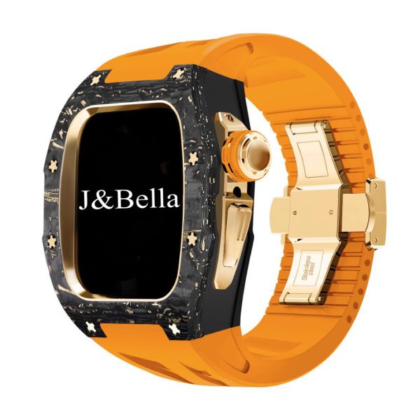 Apple Watch RSC2-Carbon 46mm 黑金色碳纖維手錶殼(橘色錶冠環+橘色橡膠錶帶) Apple Watch手錶殼,Apple Watch不鏽鋼殼,Apple Watch保護殼,Apple Watch鋁合金殼,Apple Watch鈦合金殼,Apple Watch碳纖維殼,Apple Watch石英纖維,Apple Watch透明錶殼,Apple Watch水晶錶殼,Apple Watch錶帶