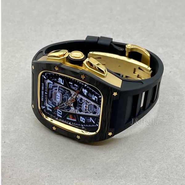 Apple Watch RSC3-Carbon 44mm、45mm 黑金色碳纖維手錶殼(黑色錶冠環+黑色橡膠錶帶) Apple Watch手錶殼,Apple Watch不鏽鋼殼,Apple Watch保護殼,Apple Watch鋁合金殼,Apple Watch鈦合金殼,Apple Watch碳纖維殼,Apple Watch透明錶殼,Apple Watch錶帶