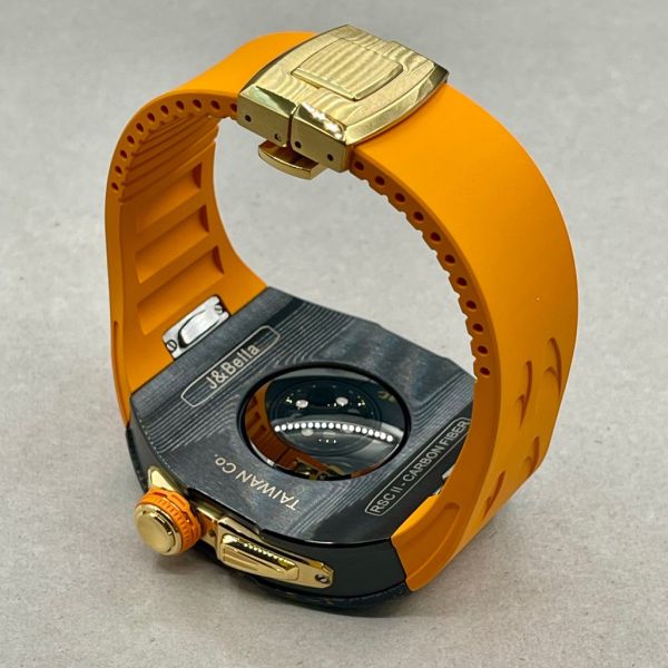 Apple Watch RSC2-Carbon 46mm 黑金色碳纖維手錶殼(橘色錶冠環+橘色橡膠錶帶) Apple Watch手錶殼,Apple Watch不鏽鋼殼,Apple Watch保護殼,Apple Watch鋁合金殼,Apple Watch鈦合金殼,Apple Watch碳纖維殼,Apple Watch石英纖維,Apple Watch透明錶殼,Apple Watch水晶錶殼,Apple Watch錶帶