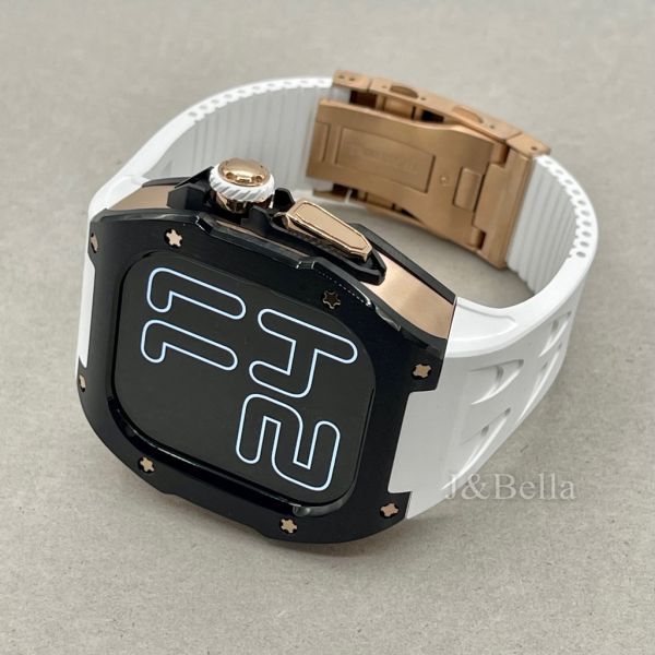 Apple Watch RSC2-Titanium Ultra 49mm 黑玫瑰金色鈦合金手錶殼(白色錶冠環+白色橡膠錶帶) Apple Watch手錶殼,Apple Watch不鏽鋼殼,Apple Watch保護殼,Apple Watch鋁合金殼,Apple Watch鈦合金殼,Apple Watch碳纖維殼,Apple Watch透明錶殼,Apple Watch錶帶