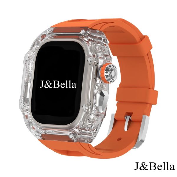 Apple Watch Ice Case Ultra 49mm 透明手錶殼(橘色錶帶) Apple Watch手錶殼,Apple Watch不鏽鋼殼,Apple Watch保護殼,Apple Watch鋁合金殼,Apple Watch碳纖維殼,Apple Watch透明錶殼,Apple Watch錶帶