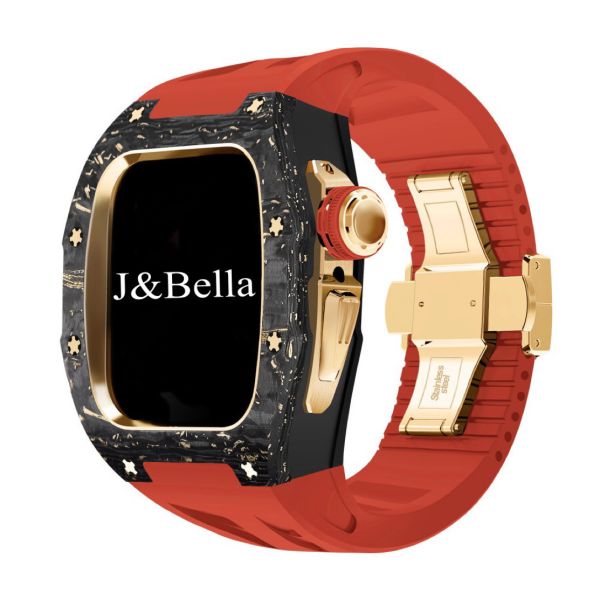 Apple Watch RSC2-Carbon 46mm 黑金色碳纖維手錶殼(紅色錶冠環+紅色橡膠錶帶) Apple Watch手錶殼,Apple Watch不鏽鋼殼,Apple Watch保護殼,Apple Watch鋁合金殼,Apple Watch鈦合金殼,Apple Watch碳纖維殼,Apple Watch石英纖維,Apple Watch透明錶殼,Apple Watch水晶錶殼,Apple Watch錶帶