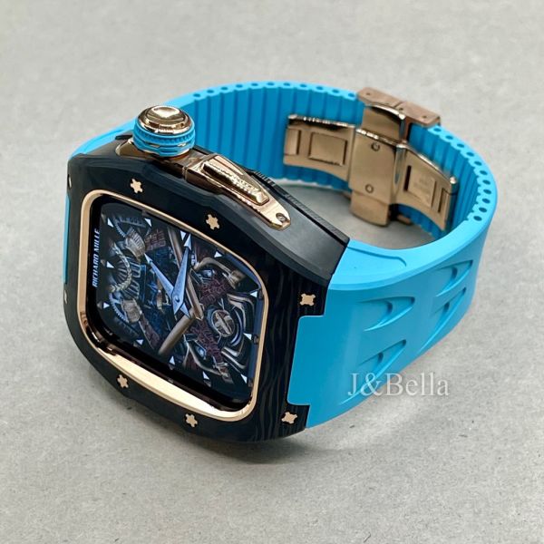 Apple Watch RSC2-Carbon 46mm 黑玫瑰金色碳纖維手錶殼(藍色錶冠環+藍色橡膠錶帶) Apple Watch手錶殼,Apple Watch不鏽鋼殼,Apple Watch保護殼,Apple Watch鋁合金殼,Apple Watch鈦合金殼,Apple Watch碳纖維殼,Apple Watch石英纖維,Apple Watch透明錶殼,Apple Watch水晶錶殼,Apple Watch錶帶
