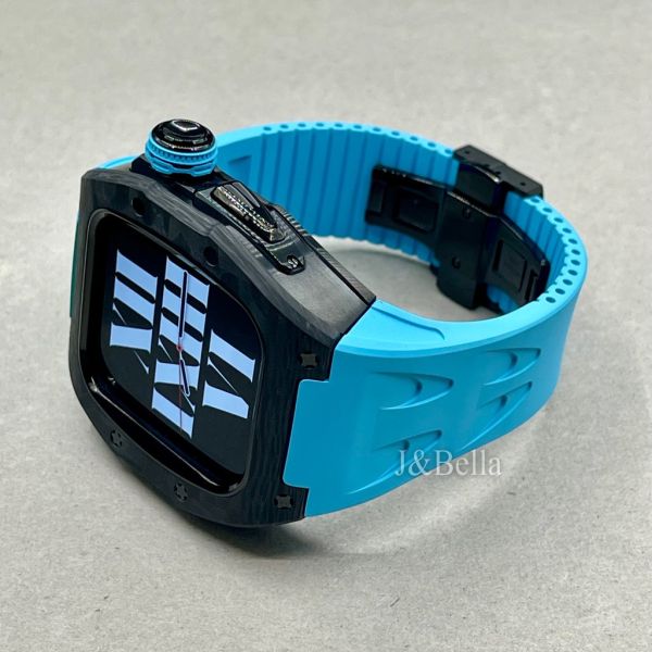 Apple Watch 10 RSC2-Carbon 46mm 黑色碳纖維手錶殼(藍色錶冠環+藍色橡膠錶帶) Apple Watch手錶殼,Apple Watch不鏽鋼殼,Apple Watch保護殼,Apple Watch鋁合金殼,Apple Watch鈦合金殼,Apple Watch碳纖維殼,Apple Watch石英纖維,Apple Watch透明錶殼,Apple Watch水晶錶殼,Apple Watch錶帶