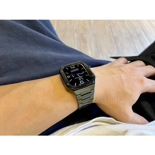 Apple Watch 44mm、 45mm 墨綠色黑框不鏽鋼手錶殼 Apple Watch手錶殼,Apple Watch不鏽鋼殼,Apple Watch保護殼,Apple Watch鋁合金殼,Apple Watch碳纖維殼,Apple Watch透明錶殼,Apple Watch錶帶