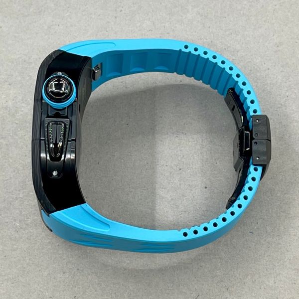 Apple Watch 10 RSC2-Carbon 46mm 黑色碳纖維手錶殼(藍色錶冠環+藍色橡膠錶帶) Apple Watch手錶殼,Apple Watch不鏽鋼殼,Apple Watch保護殼,Apple Watch鋁合金殼,Apple Watch鈦合金殼,Apple Watch碳纖維殼,Apple Watch石英纖維,Apple Watch透明錶殼,Apple Watch水晶錶殼,Apple Watch錶帶