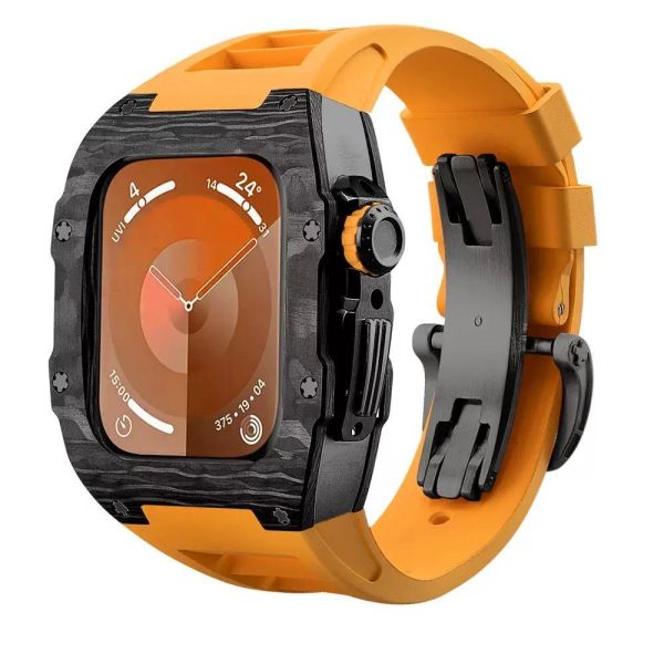 Apple Watch RSC-Carbon 44mm、45mm 極致黑色碳纖維手錶殼(錶帶5種顏色選擇) Apple Watch手錶殼,Apple Watch不鏽鋼殼,Apple Watch保護殼,Apple Watch鋁合金殼,Apple Watch碳纖維殼,Apple Watch錶帶